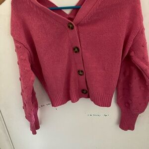 moon & madison Fuchsia Button-Up Cardigan